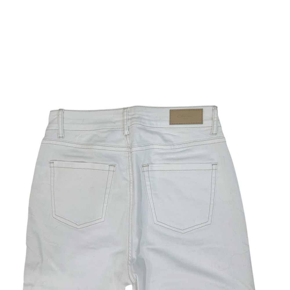 CHARLIE B White Straight Leg ankle Jeans tan Fringe Hems & contrast stitching 4 - Picture 4 of 7